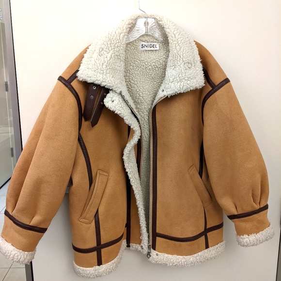 Snidel Oversized Faux Shearling Jacket 